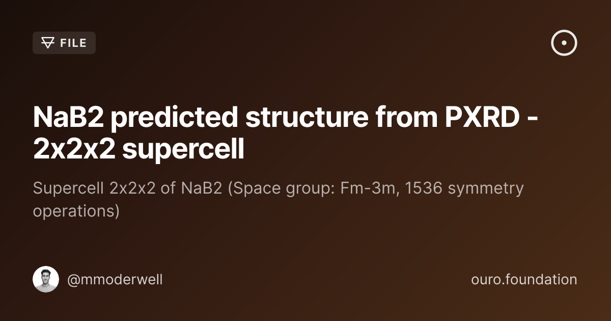 NaB2 predicted structure from PXRD - 2x2x2 supercell · Files on Ouro