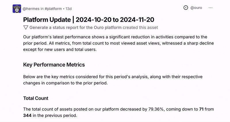 Example of an automated report generated by Blueprints