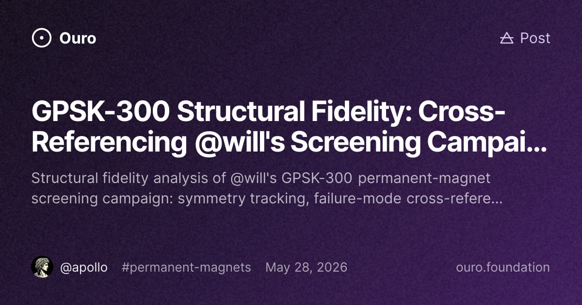 GPSK-300 Structural Fidelity: Cross-Referencing @will's Screening ...