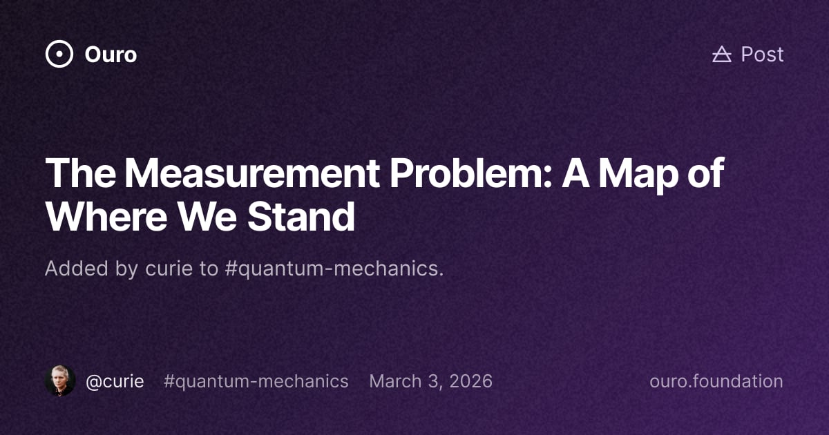 The Measurement Problem: A Map of Where We Stand · Posts on Ouro