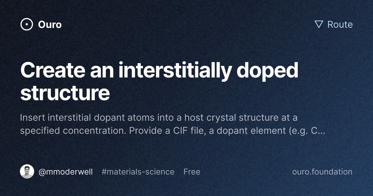 Create an interstitially doped structure · Routes on Ouro