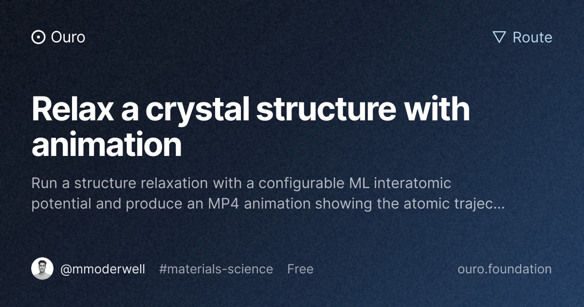 Relax a crystal structure with animation · Routes on Ouro